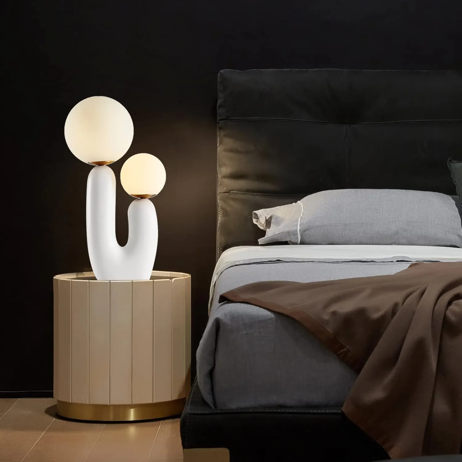 Arturesthome Nightstand Desk Lamp, Creative Nordic Living Room Bedside Bedroom Table Lamp with Light Bulbs, White