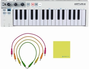 Arturia KeyStep 32 Key MIDI Keyboard Controller & Sequencer Bundle with 4x Pig Hog Mono Patch Cables & Liquid Audio Polishing Cloth - USB, MIDI, CV Keyboard Controller