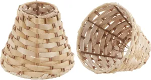 Aspen Creative 51001-2, Empire Clip-On Chandelier Lamp Shade, Natural Banana Leaf, 3" Top x 6" Bottom x 4-3/4" Slant Height, Set of 2