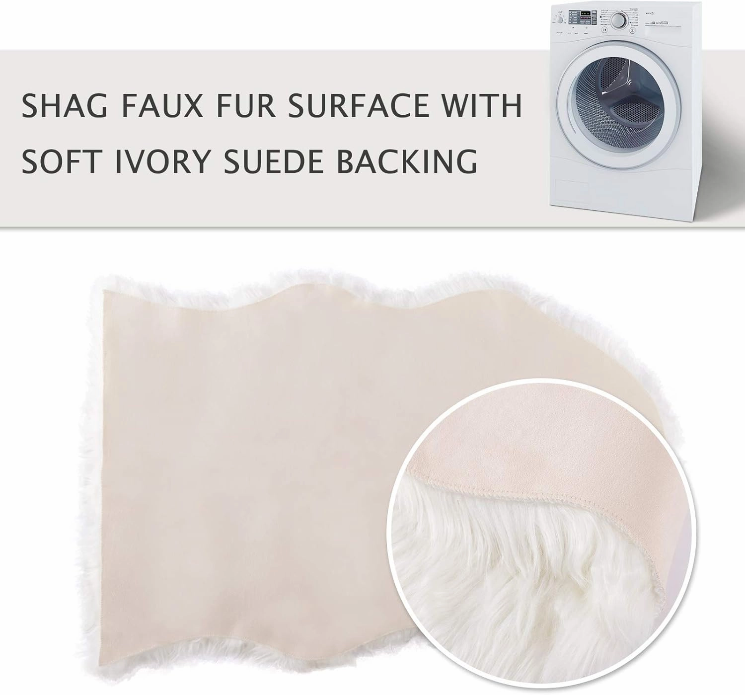Asrug Faux Fur Dog Rug Plush and Fluffy Dog Mat Ultra Cozy Pet Throw Rug for Dogs Cats, Luxury Soft Faux Sheepskin Chair Cover Seat Pad Shag Fur Area Rugs for Bedroom, White, 24 by 36 inches