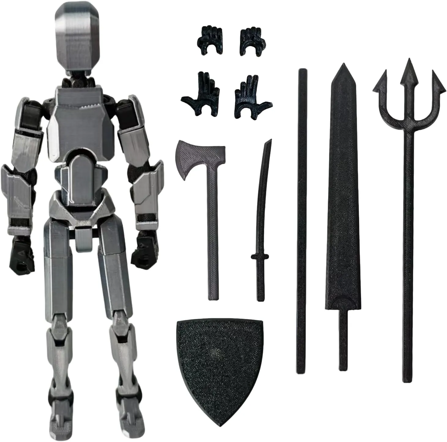 Assembled Large T13 Figure Set - Playable Lucky 13 Figures for Role-Playing and Collecting - 3D Printed Removable Articulated Toys - A Gift for Figure modelers and Collectors! (Grey)