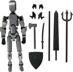 Assembled Large T13 Figure Set - Playable Lucky 13 Figures for Role-Playing and Collecting - 3D Printed Removable Articulated Toys - A Gift for Figure modelers and Collectors! (Grey)