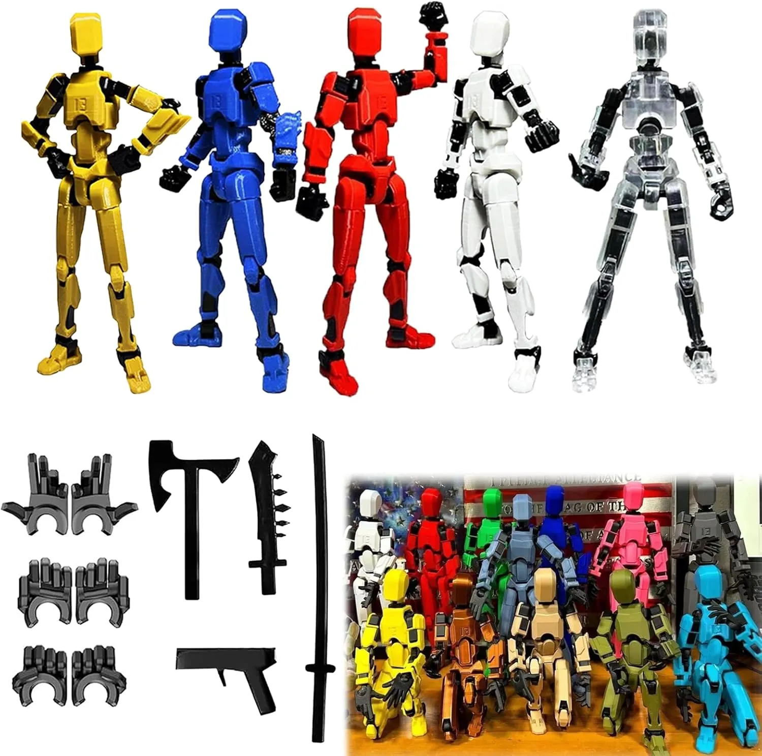 (Assembly Completed 2025 New Titan 13 Action Figure Set,Lucky Robot 13 Action Figure 3D Printed Multi-Jointed Movable,Nova 13 Action Figures,Multiple Accessories (Assembly Completed- 5pcs)