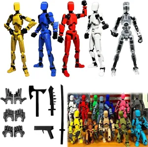 (Assembly Completed 2025 New Titan 13 Action Figure Set,Lucky Robot 13 Action Figure 3D Printed Multi-Jointed Movable,Nova 13 Action Figures,Multiple Accessories (Assembly Completed- 5pcs)