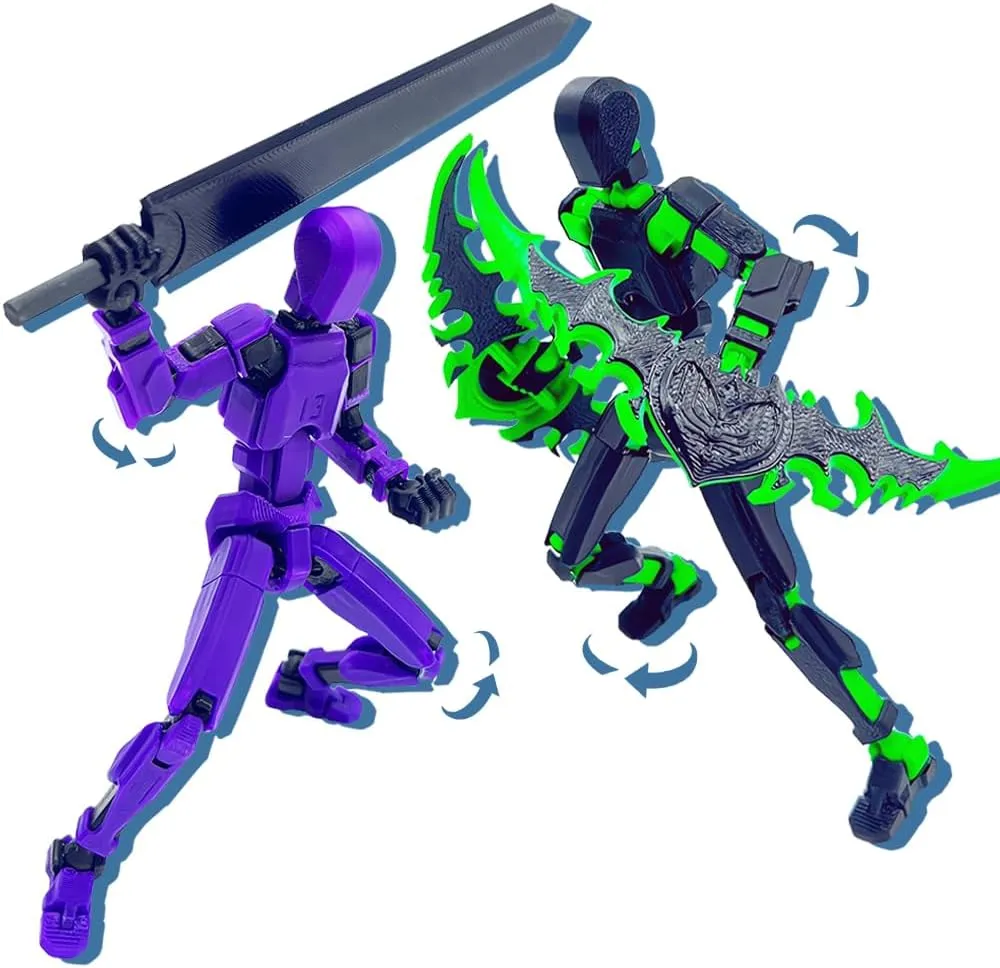 (Assembly Completed) T13 Action Figure Set, 3D Printed Toys Robo 13 Action Figure,Dummy 13 Titan 13 Action Figure (Black Green Purple)