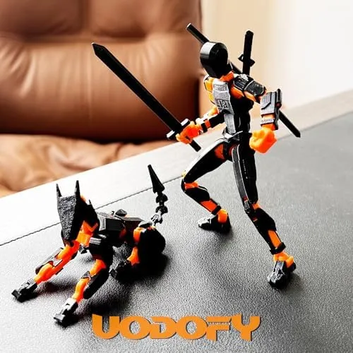 (Assembly Completed) T13 Action Figure Set, 3D Printed Toys Robo 13 Action Figure,Dummy 13 Titan 13 Action Figure (Black   Orange)