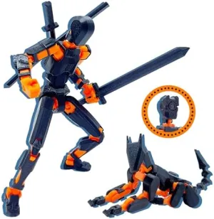 (Assembly Completed) T13 Action Figure Set, 3D Printed Toys Robo 13 Action Figure,Dummy 13 Titan 13 Action Figure (Black   Orange)