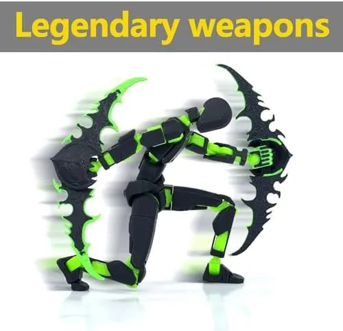 (Assembly Completed) T13 Action Figure Set, Titan 13 Robot Action Figure 3D Printed robo 13 Action Figure Articulated, Dummy 13 Lucky 13 Gift for Collectors Desktop Decorations, Black Green/Red Black