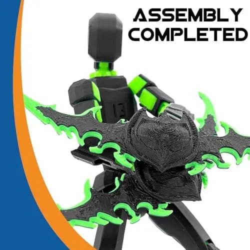 (Assembly Completed) T13 Action Figure Set, Titan 13 Robot Action Figure 3D Printed robo 13 Action Figure Articulated, Dummy 13 Lucky 13 Gift for Collectors Desktop Decorations, Black Green/Red Black