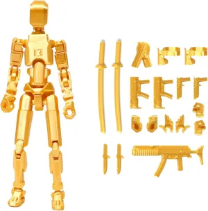 Assembly Completed T13 Action Figure, Titan 13 3D Printed Action Figure, Lucky 13 Action Figure, Assembled Dummy 13 Action Figure(Golden), Golden13