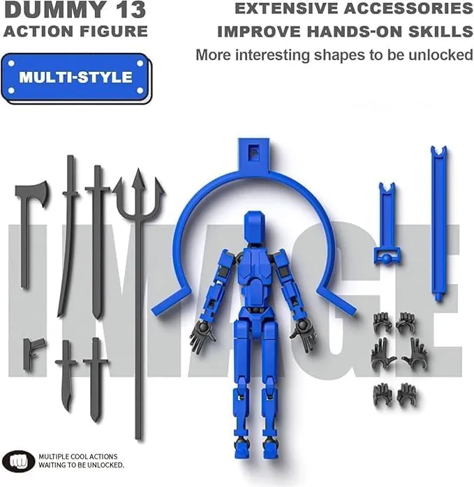 [Assembly Required] Dummy13 Action Figure Set, T13 Action Figure, Action Figure Stand, T 13 Action Figure, Articulated Figures, Multi-jointed Movable Robot, 7 weapons and 3 pair of hands (5 Pcs)