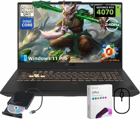 ASUS TUF F17 Gaming Laptop - 17.3" QHD 240Hz Display - Intel 10-core i7-13620H - GeForce RTX 4070-64 GB DDR5-4 TB SSD - Wi-Fi 6 - RGB Backlit Keyboard - Windows 11 Pro   MS Office Pro