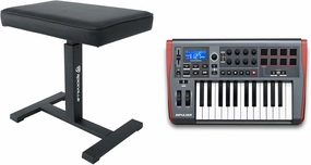 Audiosavings Bundle: (1) Novation IMPULSE 25 Ableton Live 25-Key MIDI USB Keyboard Controller Bundle with (1) Rockville AIR-BENCH Keyboard/Piano Bench Chair Hydraulic Air Lift Comfy Padding (2 Items)