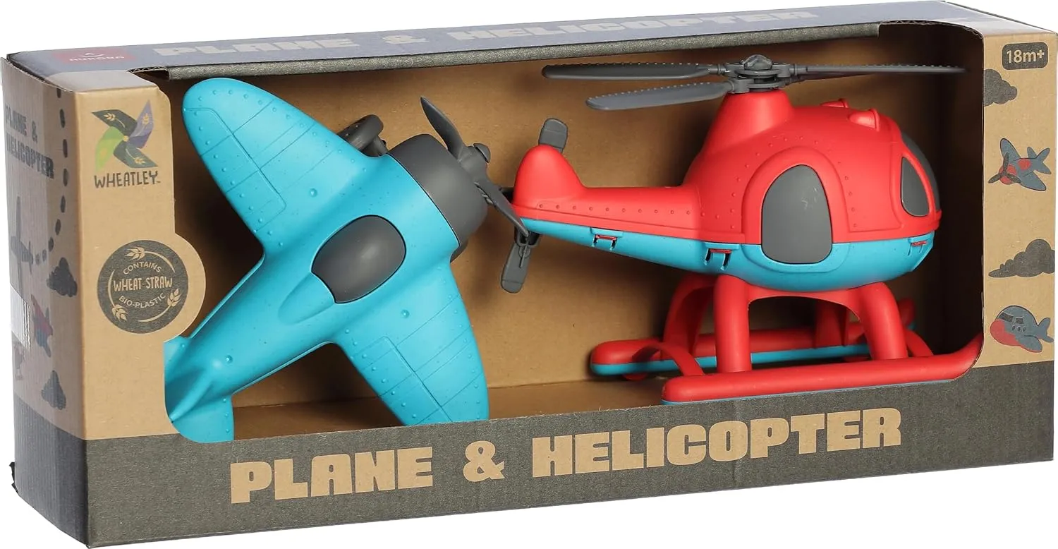 Aurora® Toys Versatile Wheatley™ Plane & Helicopter Toys - Imaginative Play - Unplugged Play - Blue 10 Inches