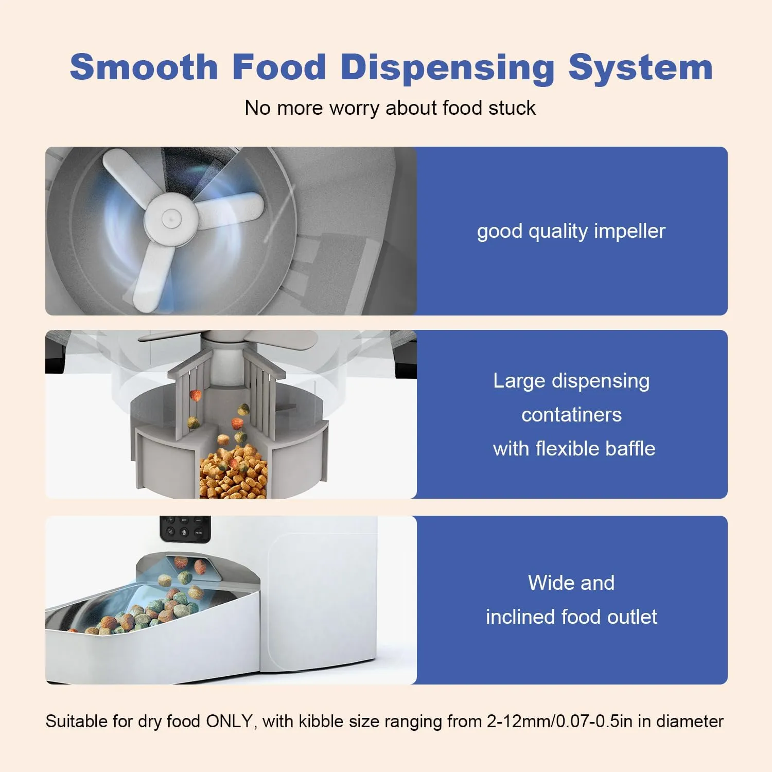 Automatic Cat Feeder, 6L Cat Food Dispenser with Timer Interactive Voice Recorder, Auto Cat Feeder with Desiccant Bag 1-8 Meals Dry Food, White Translucent