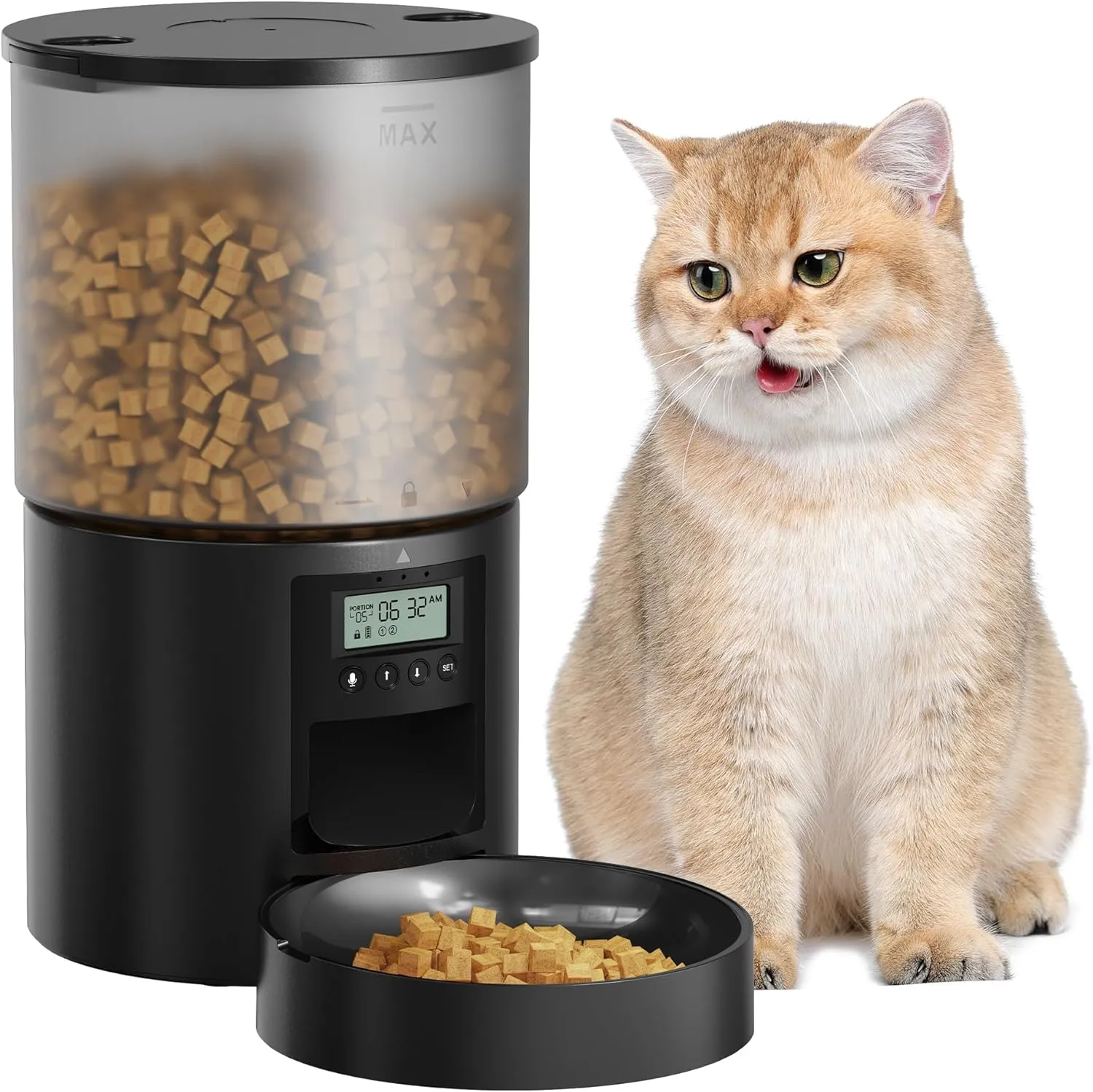 Automatic Cat Feeder Food Dispenser: 4L Timed Small Dog Dry Food Dispenser with 10s Voice - Distributeur Nourriture Chat Freinhund Programmable - Auto Pet Feeder with 1-6 Meals Per Day