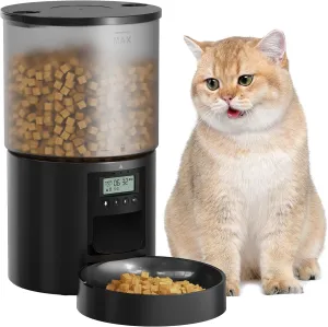 Automatic Cat Feeder Food Dispenser: 4L Timed Small Dog Dry Food Dispenser with 10s Voice - Distributeur Nourriture Chat Freinhund Programmable - Auto Pet Feeder with 1-6 Meals Per Day