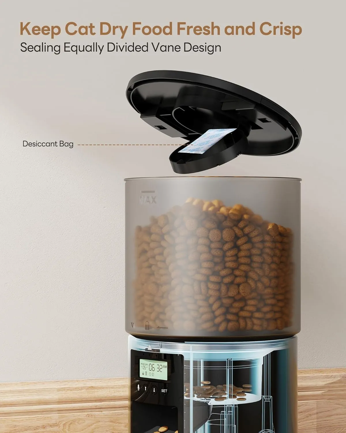 Automatic Cat Feeder Food Dispenser: 4L Timed Small Dog Dry Food Dispenser with 10s Voice - Distributeur Nourriture Chat Freinhund Programmable - Auto Pet Feeder with 1-6 Meals Per Day