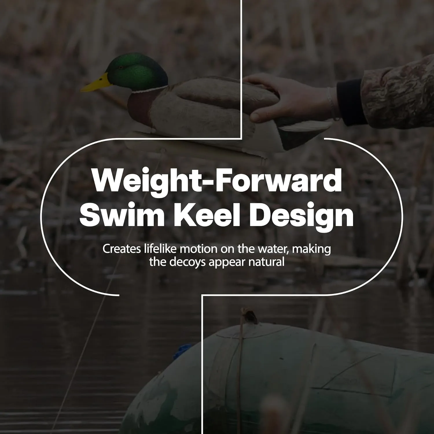 Avian X Topflight Backwater Mallards Duck Decoys Pack, Ultra Realistic Floating Mallard Hunting Decoy, 3 Feeding Postures