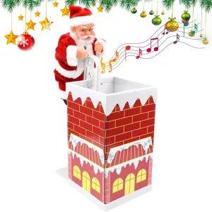 awakentti Christmas Electric Toy, Electric Chimney Climbing Santa Claus Musical Toy, Christmas Tree Decoration for Christmas Trees, Houses, Doors, Walls, Gardens