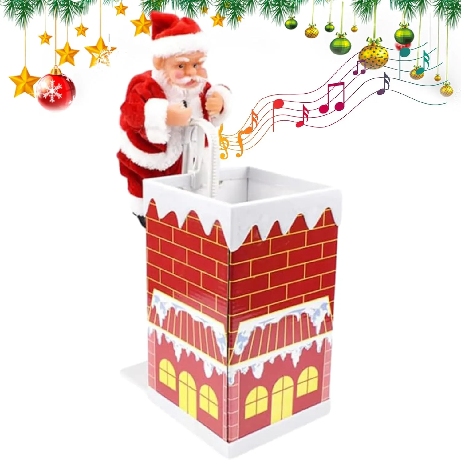 awakentti Christmas Electric Toy, Electric Chimney Climbing Santa Claus Musical Toy, Christmas Tree Decoration for Christmas Trees, Houses, Doors, Walls, Gardens