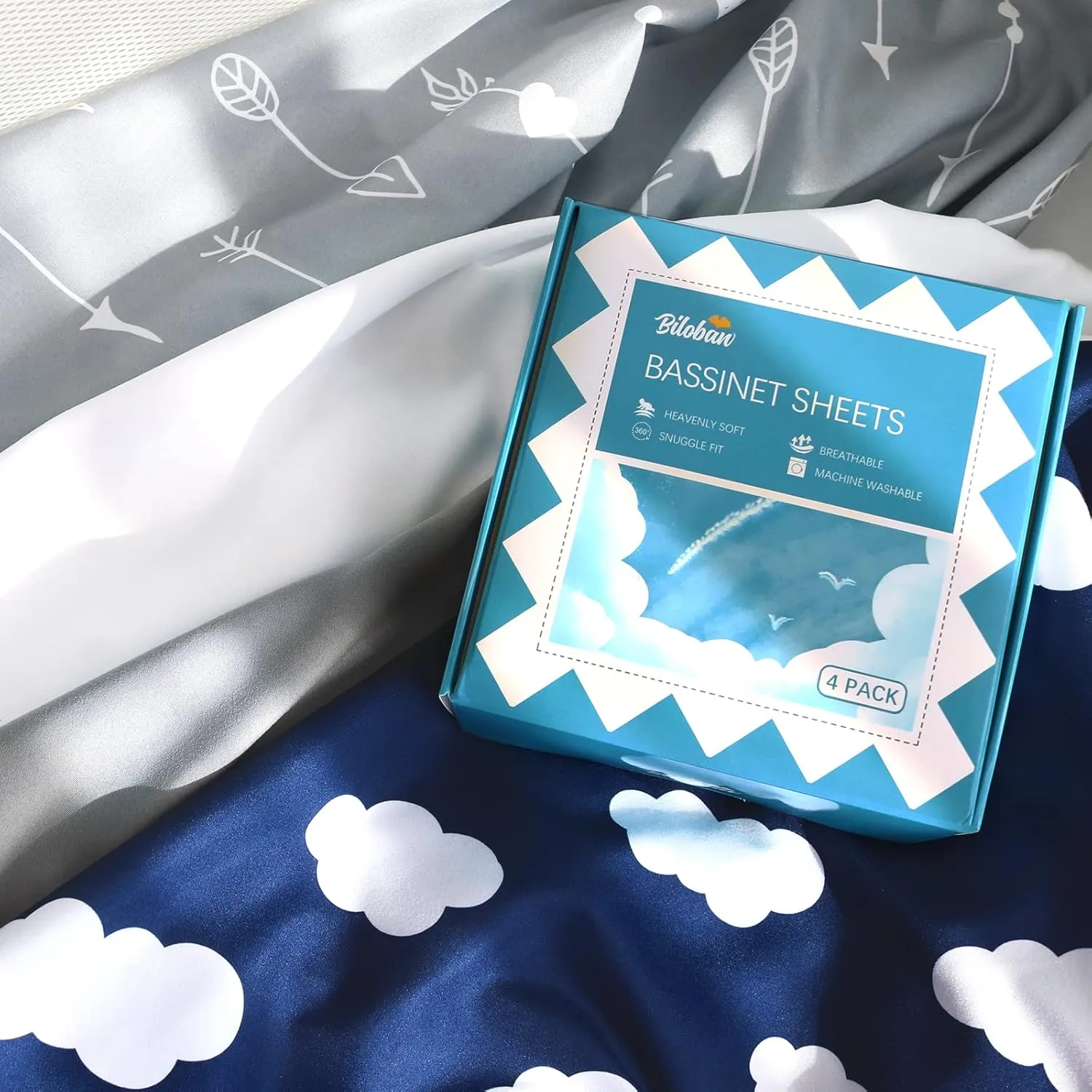 Baby Bassinet Sheets 4 Pack Compatible with UPPAbaby and Chicco LullaGo Anywhere Portable Bassinet, Ultra Soft & Skin-Friendly