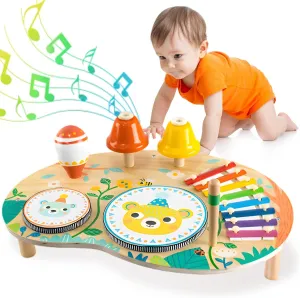 Baby Drum Set for Toddlers 1-3, 7 in 1 Musical Toys Kit Montessori Toys, Musical Instruments with Xylophone Maraca Preschool Sensory Toys Birthday Gift for 1 2 3 4 Girl Boy