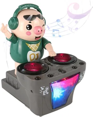 Baby Light Up Toys DJ Swinging Piggy Toy with Light and Music Cute Dancing Pig Light Up Toys 3 Songs Available DJ Bouncing Piggy Sing Toy for Kids Toys Without Battery
