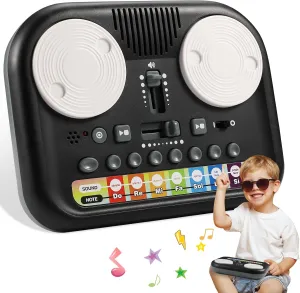 Baby Musical DJ Set for Kids with Scratching Sound Effect,5 Demo Songs,7 Sounds and Piano Sounds,Electronic keyboard,DJ Turntable with AUX and Record,DJ Party Mixer Musical Toy for Children