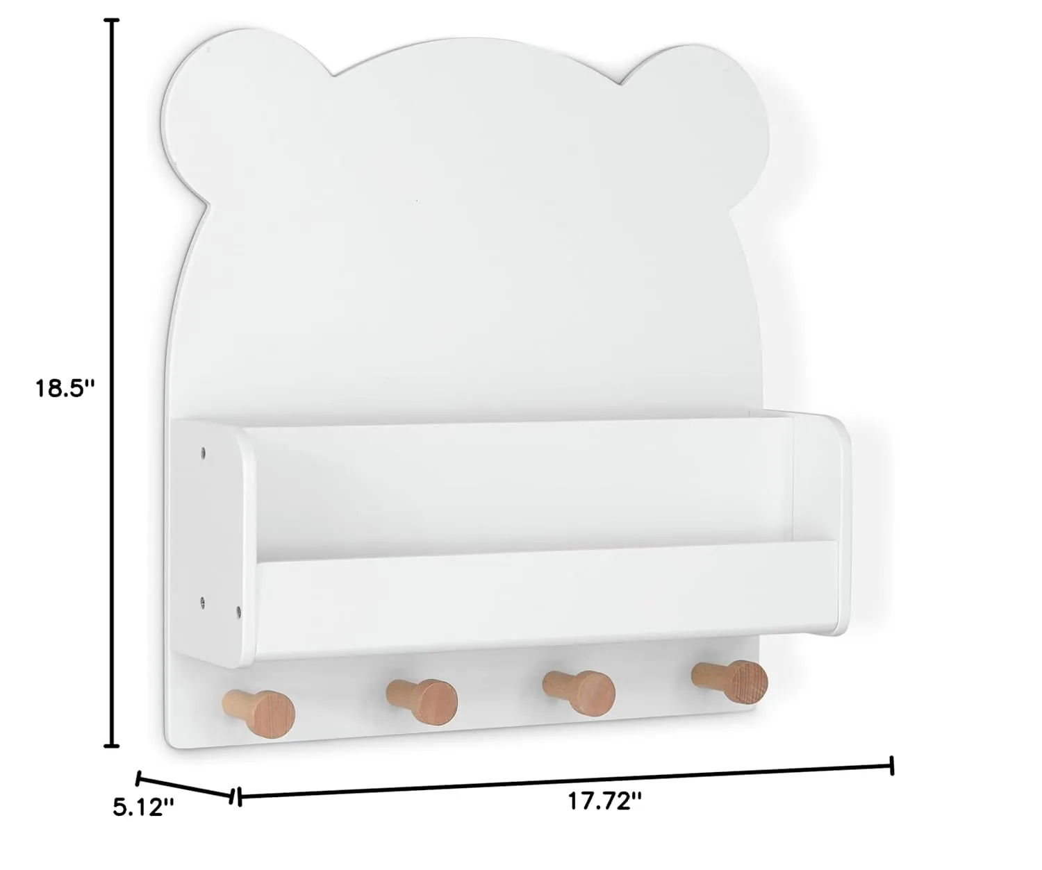 babyGap by Delta Children Brannan Bear Wall Shelf with 4 Hooks, White