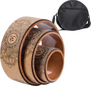 Back Roller Set, Cork Yoga Wheel for Backbends Pain Relief Massages Muscle Pilates Relaxation Balance with Bag.