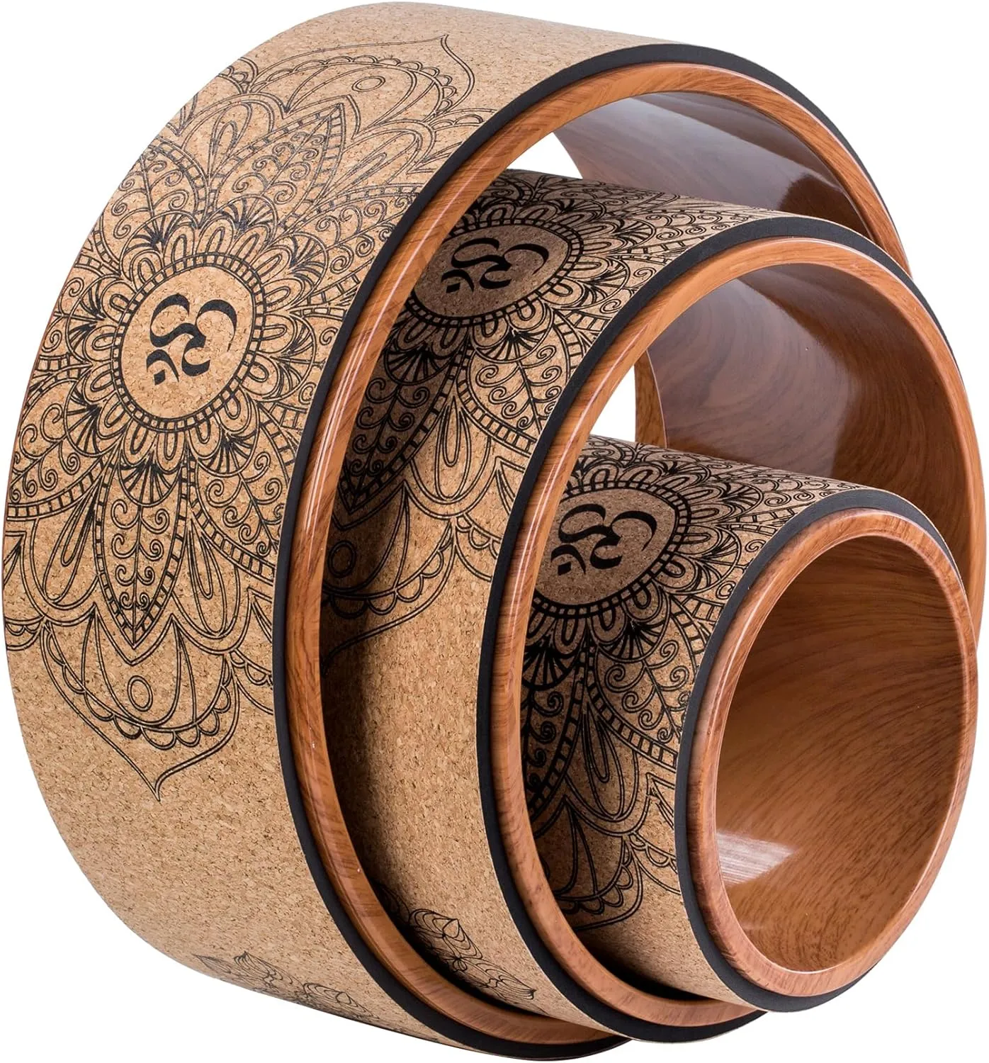 Back Roller Set, Cork Yoga Wheel for Backbends Pain Relief Massages Muscle Pilates Relaxation Balance with Bag.