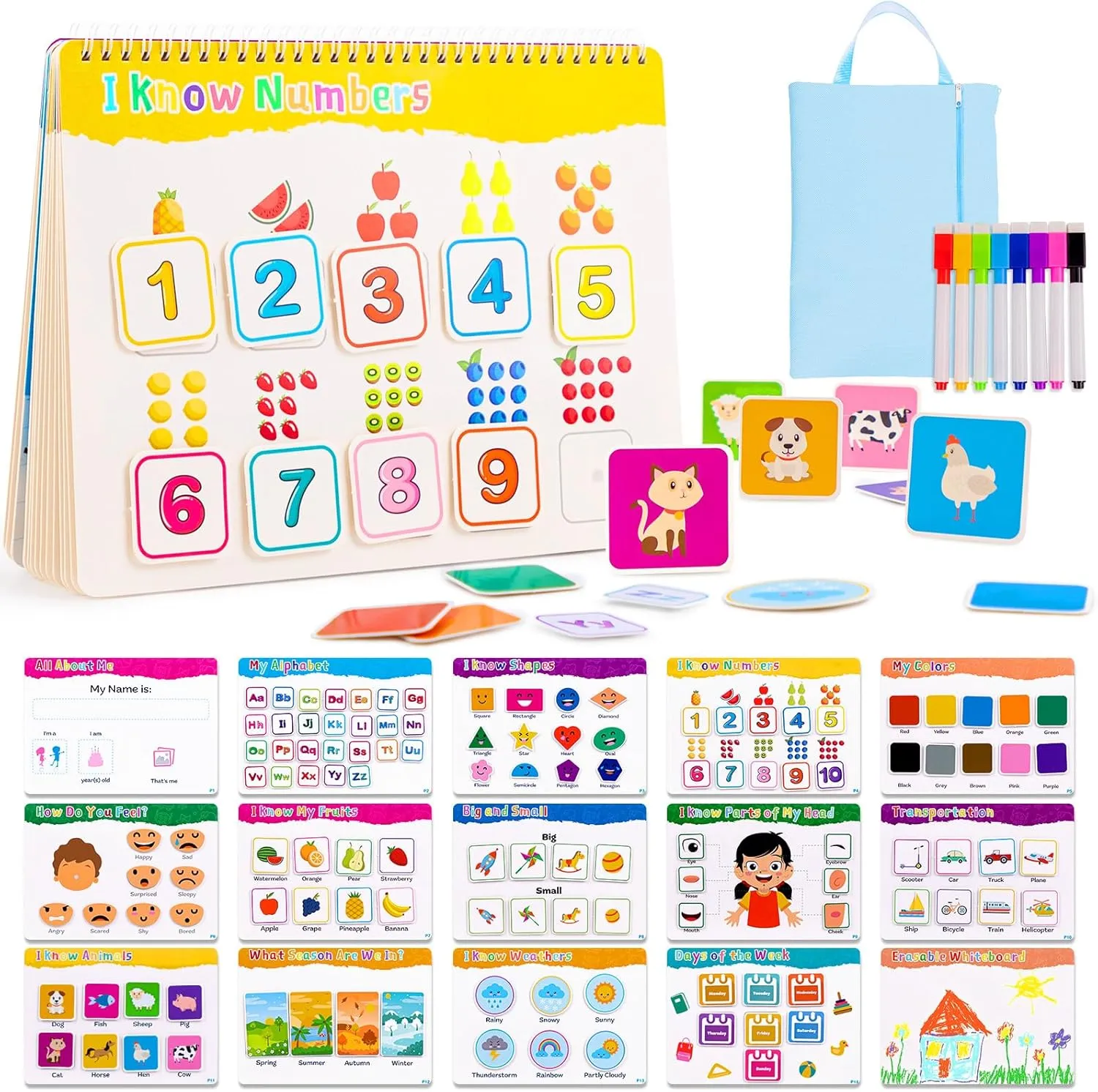 Back to School Supplies - Toys for Toddlers Coloring Books for 4-5 Year Old Girls, Pre-Assembled Stickers & Reusable Activity Thick Durable Page, Travel-Friendly Educational Toy, Birthday Gift for Kid