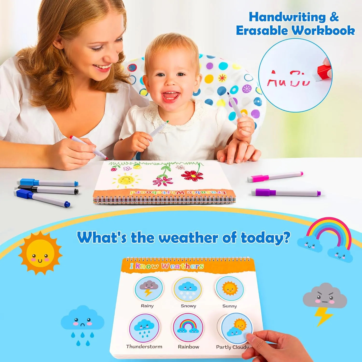 Back to School Supplies - Toys for Toddlers Coloring Books for 4-5 Year Old Girls, Pre-Assembled Stickers & Reusable Activity Thick Durable Page, Travel-Friendly Educational Toy, Birthday Gift for Kid