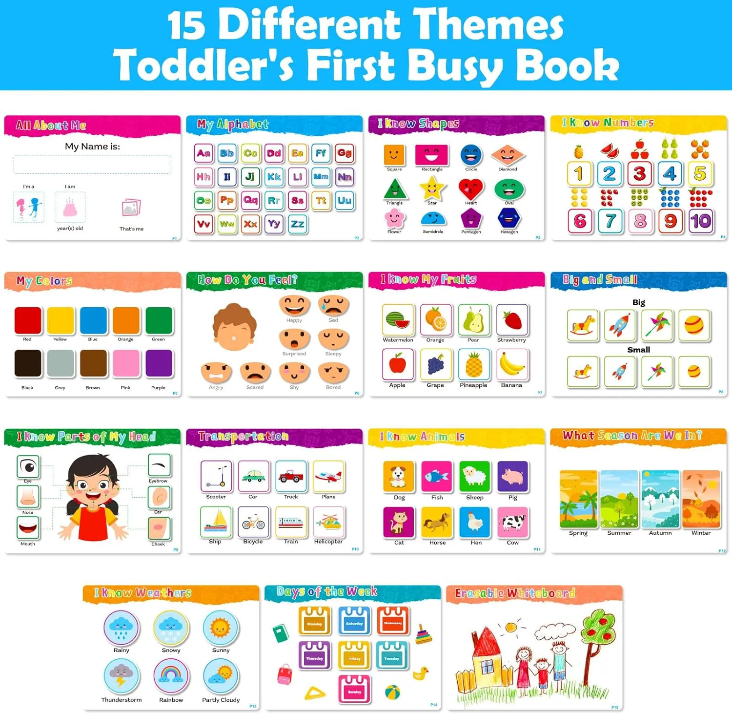 Back to School Supplies - Toys for Toddlers Coloring Books for 4-5 Year Old Girls, Pre-Assembled Stickers & Reusable Activity Thick Durable Page, Travel-Friendly Educational Toy, Birthday Gift for Kid