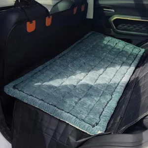Backseat Pet Bed Mat, Plaid Dog Bed for Car Back Seat, Furry Couch Covers for Loveseats, Non-Slip Travel Dog Bed, Custom Fit for Backseat Extenders (Blue, 24.8x54 inch)