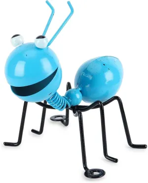 Bad Piggies Ant Decor Metal Wall Art Garden Decoration Cute Metal Ants Figurines for Indoor Outdoor Wall Sculptures Garden Yard Fence Insect Ornaments Bedroom Living Room Hanging Decorations (Blue)