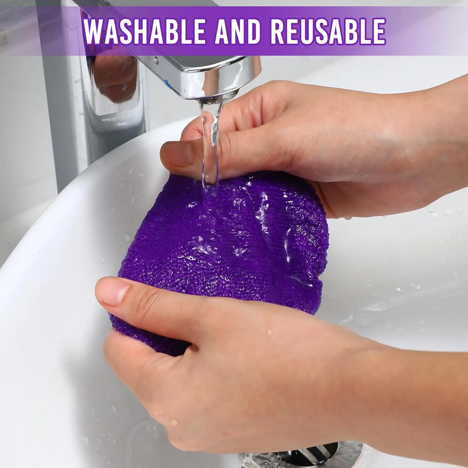 Baderke 10 Pcs Windshield Cleaner Tool Car Window Cleaning Supplies with Extendable Handle Include 6 Washable Microfiber Bonnets 2 Empty 60ml Spray Bottle Glass Wiper Kit(Purple)