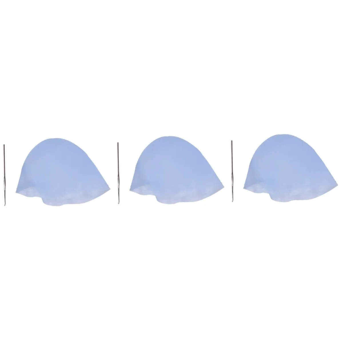 Balacoo 3pcs Hair Highlighting Cap with Hook Dye Frosting Cap Silicon Tipping Cap Highlighting Dye Cap Silicone Frosting Cap Hair Dye Cap Dyeing Color Cap Highlighter Hat Crochet, Medium, Sky-blue