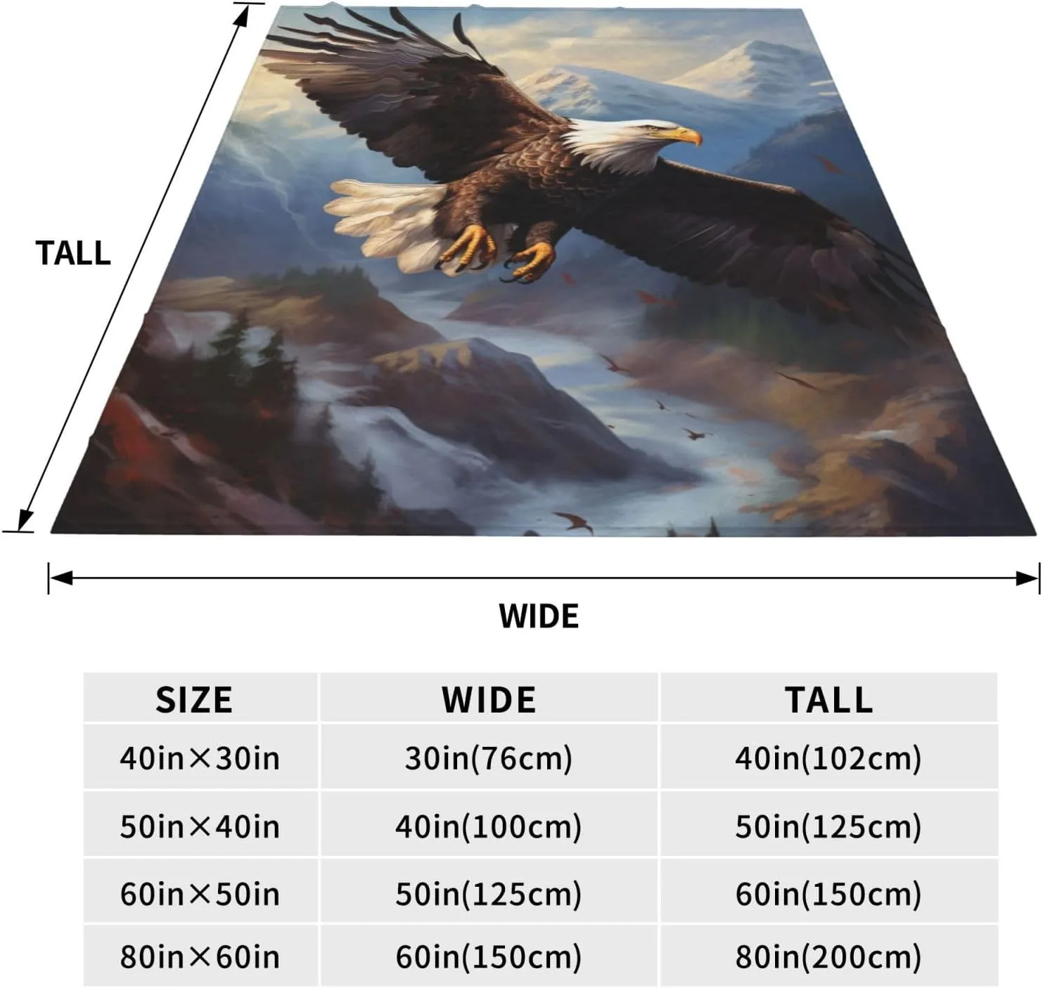 Bald Eagle Blanket Eagle Decor Throw Blanket Bald Eagle Valentines Gifts for Men Warm Soft Plush Lightweight Fleece Flannel Blanket Bed Couch Sofa Blanket for Adults Kids 60"x50"