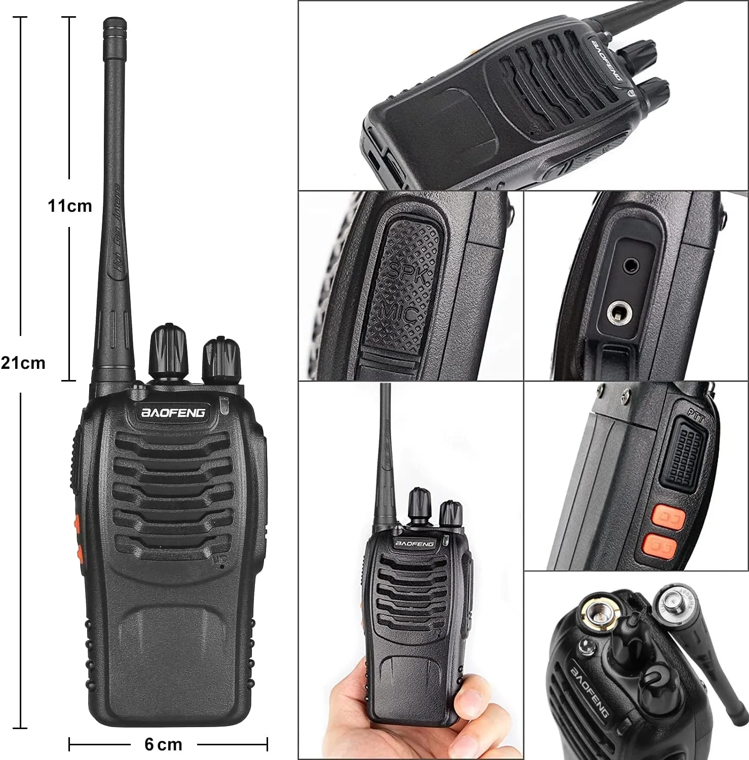 Baofeng Walkie Talkies for Adults Rechargeable bf-888s Two-Way Radios Long Range Interphone Handheld Communicator Professional UHF 8 Pack Walky Talky Set with Earpiece,Li-ion Battery and Charger