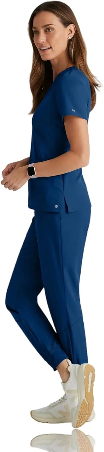 BARCO One Boost Scrub Set for Women - Sporty V-Neck Top, Eco-Friendly Fabric, 4-Way Stretch Women's Jogger Scrub Set