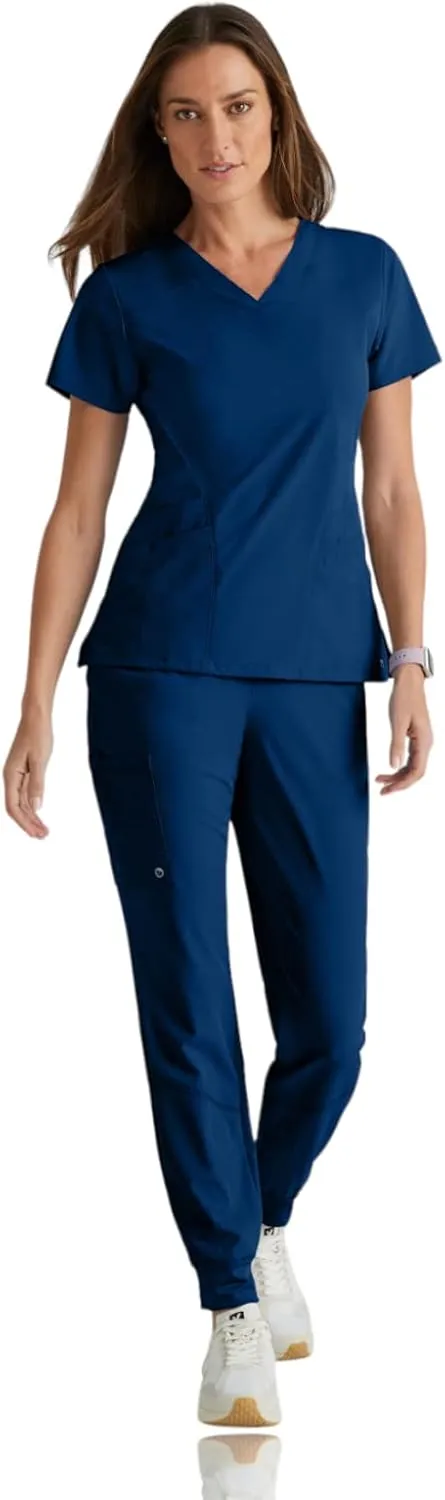 BARCO One Boost Scrub Set for Women - Sporty V-Neck Top, Eco-Friendly Fabric, 4-Way Stretch Women's Jogger Scrub Set