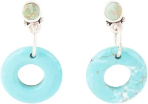 Barse Jewelry Blue Magnesite Donut Sterling Silver Drop Earrings