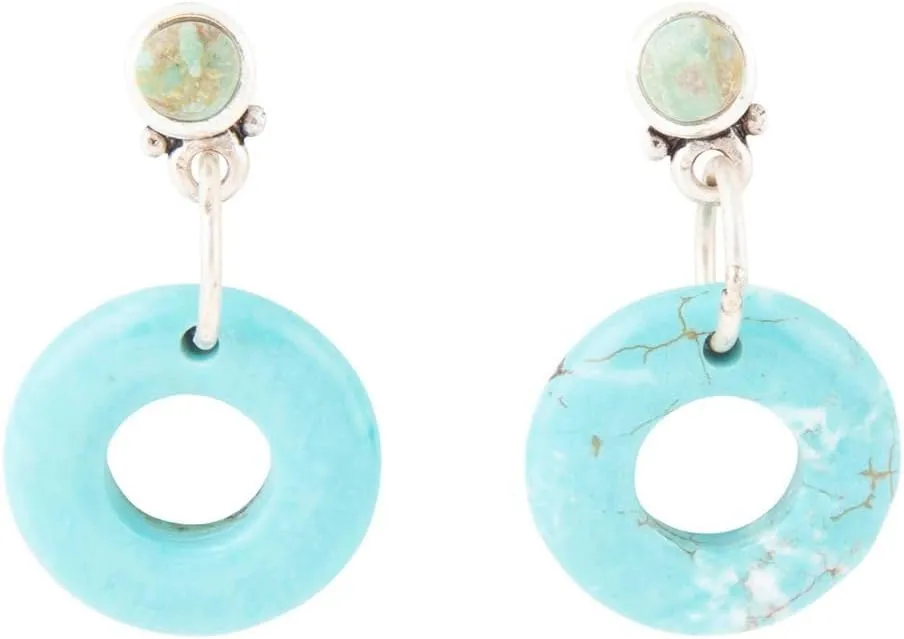 Barse Jewelry Blue Magnesite Donut Sterling Silver Drop Earrings