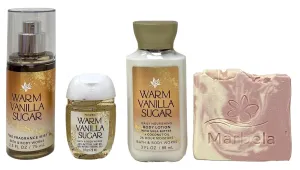Bath & Body Works Warm Vanilla Sugar Mini Gift Set with a Himalayan Salts Springs Sample Soap.