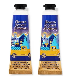 Bath and Body Shea Butter Hand Cream | Holidy Sent | Set of 2 (1 Fl Oz, Frosted Coconut Snowball)