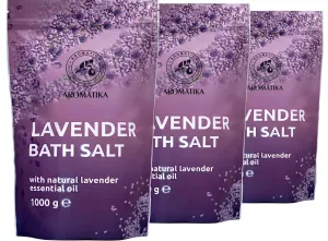 Bath Sea Salt Lavender - set 3x35.0 Oz (zipper) with Natural Lavender Essential Oil - Lavender Bath Salts - Best for Good Sleep - Stress Relief - Beauty - Relaxing - Bathing - Body Care - Spa