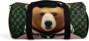 Bear in Swag on Gang Duffel Bag - Fun Animal Lover Travel Gym Bag, Cute Bear Design, Gift for Outdoor Enthusiasts, Adventure