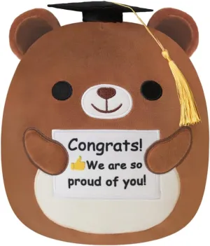 Bear Plush Brown Bear Stuffed Animal with Congratulation Graduation Card for Students Aderable Celebratory Gradua Gifts Souvenir 10 Inch